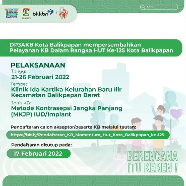 DP3AKB Gelar Pelayanan KB Gratis Dalam Rangka HUT ke-125 Kota Balikpapan